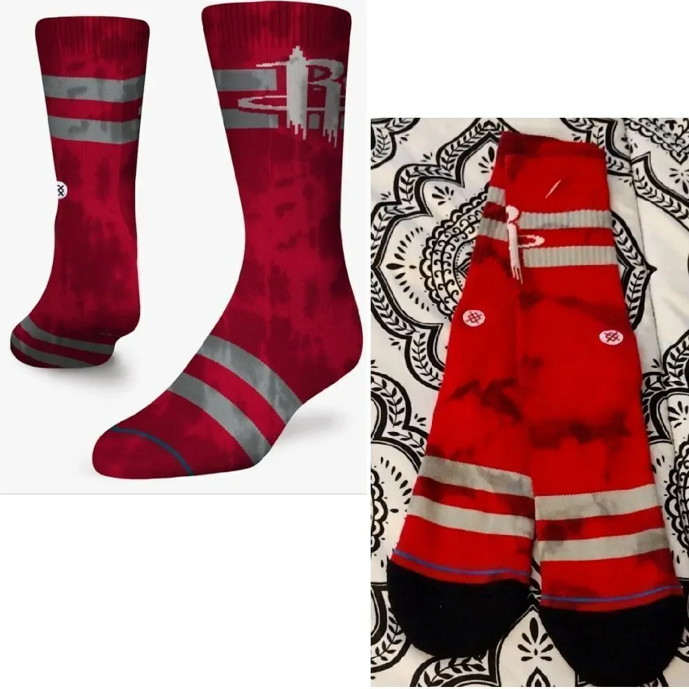 STANCE‎ Houston Rockets Red Tie Dyed Crew Socks Mens LG NWOT